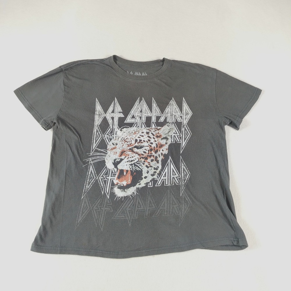 Def Leppard Shirt Mens XL Black Leopard Graphic Band Rock Tee T-Shirt 2023